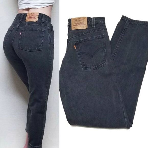 VINTAGE Levi's 550 Orange Tab Black High Rise Jean